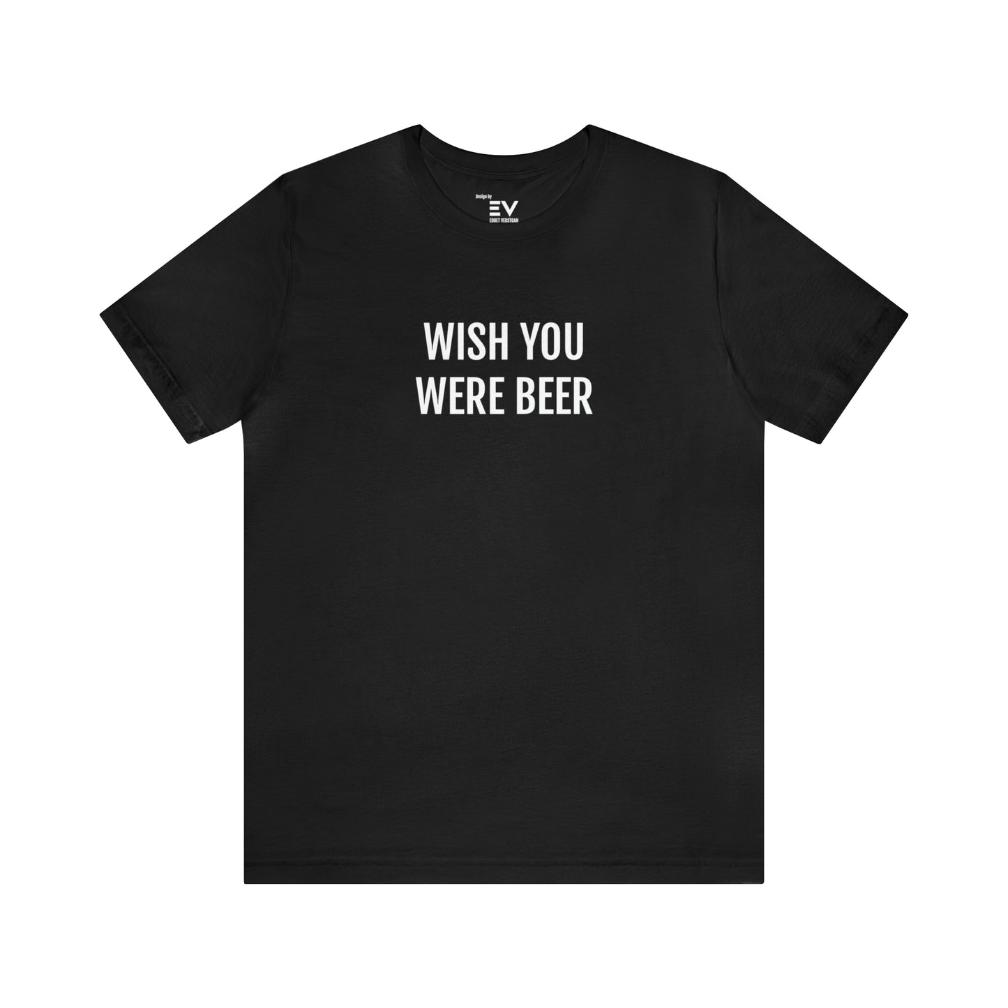 Bier t-shirts bestellen online. Zwarte Wish you were beer shirt