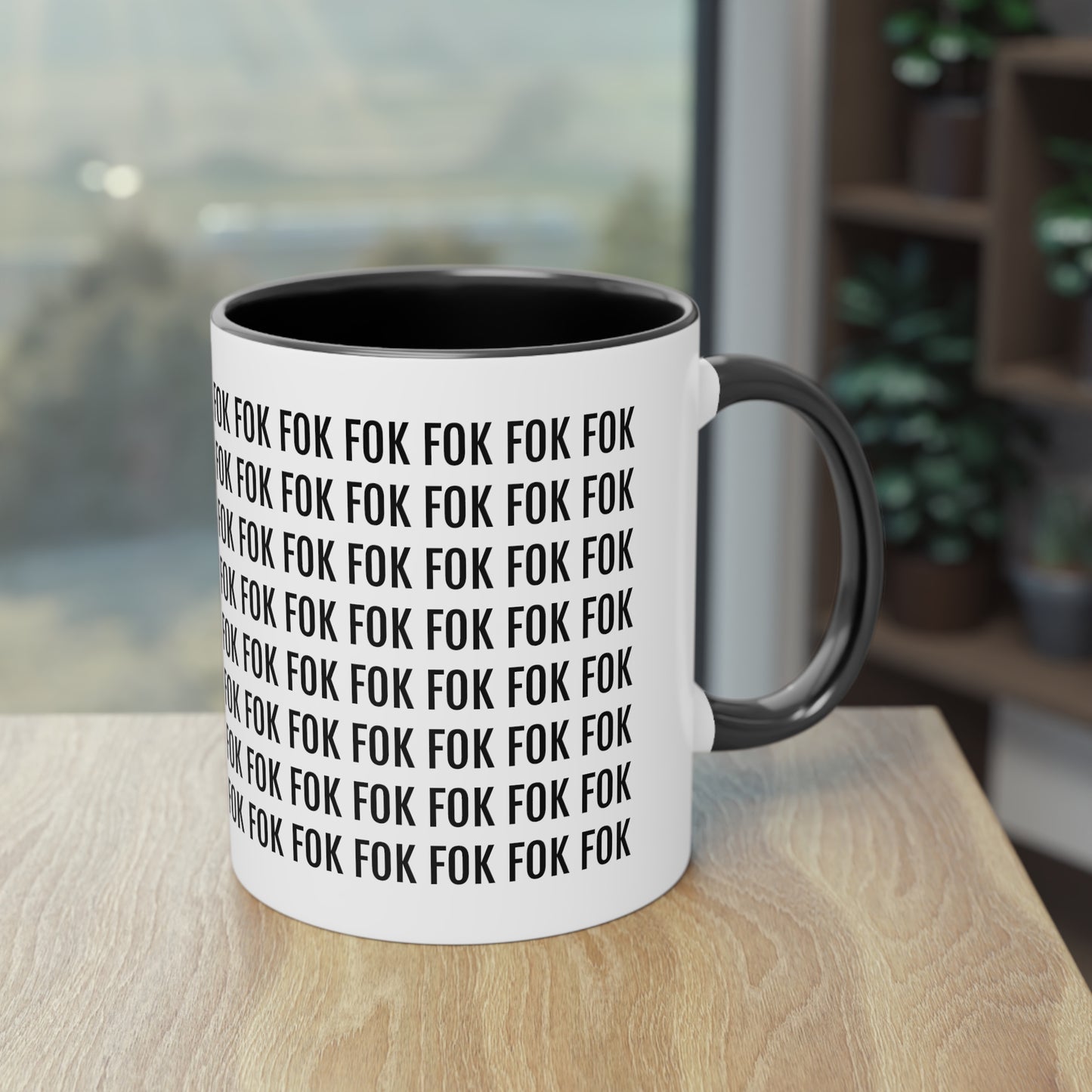 FOK FOK | Tweekleurige keramische mok | 325 ml.