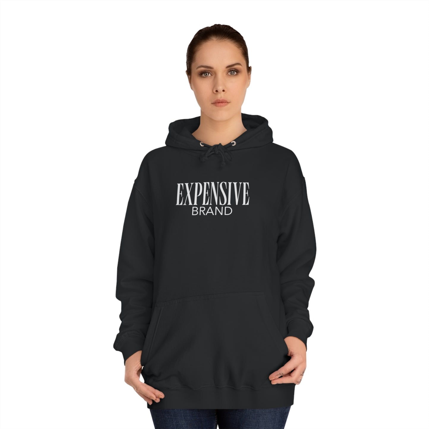 Expensive brand hoodie | Zwart | Kleding met humor | Unisex