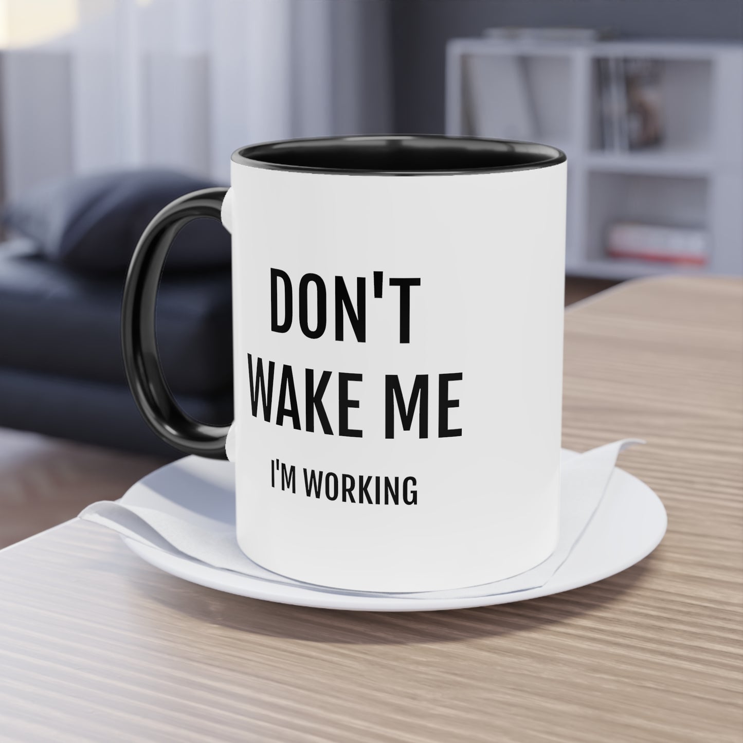 DON'T WAKE ME | Tweekleurige keramische mok | 325 ml.