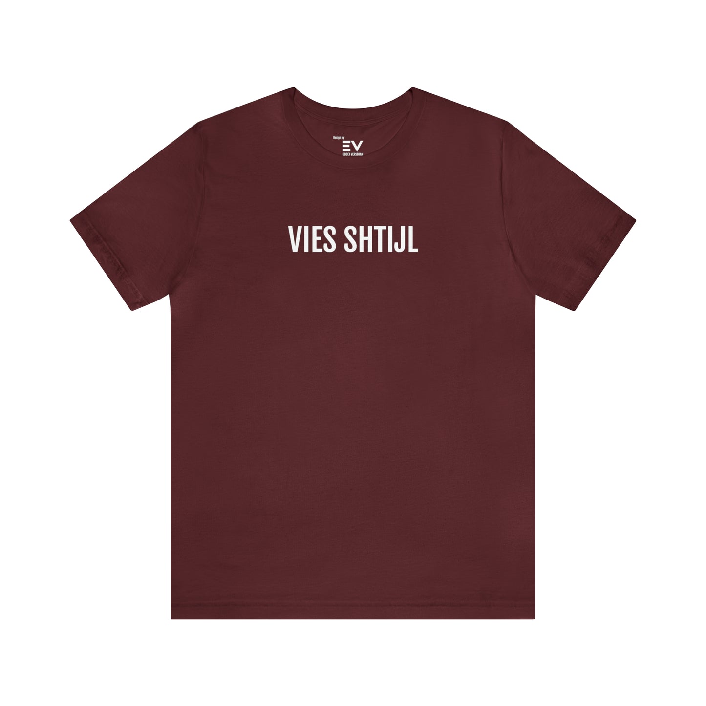 Genkse dialect t-shirt in maroon rood - Vies shtijl opdruk