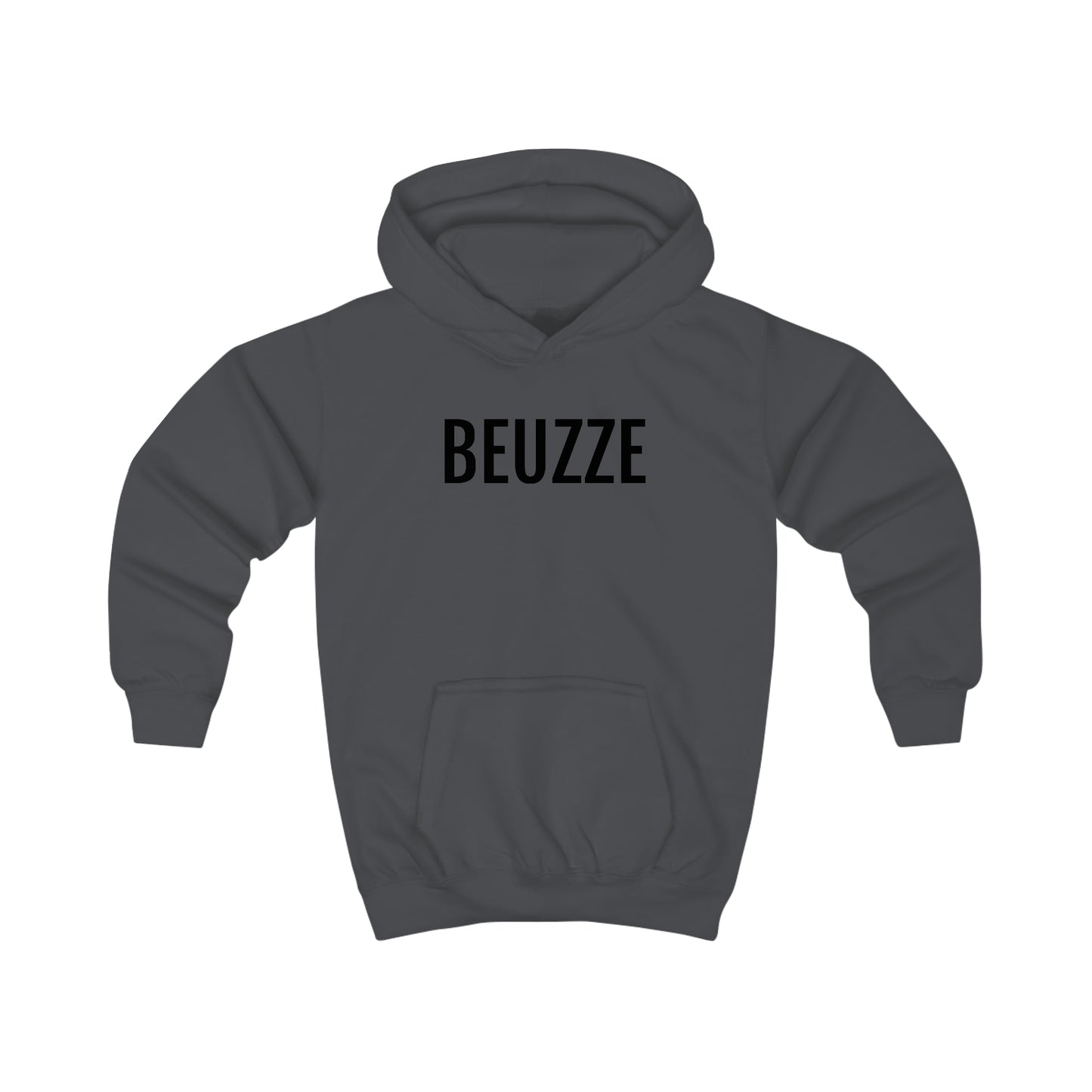 Beuzze opdruk kinderhoodie in donkergrijs