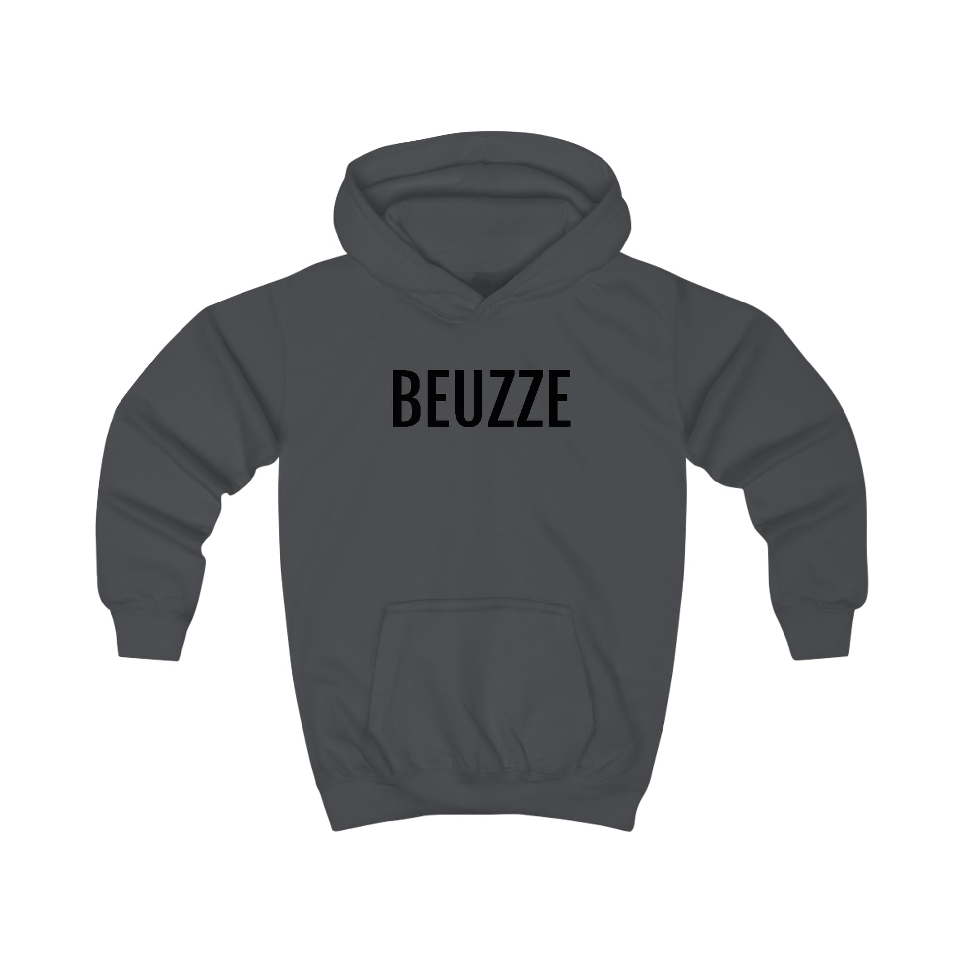 Beuzze opdruk kinderhoodie in donkergrijs