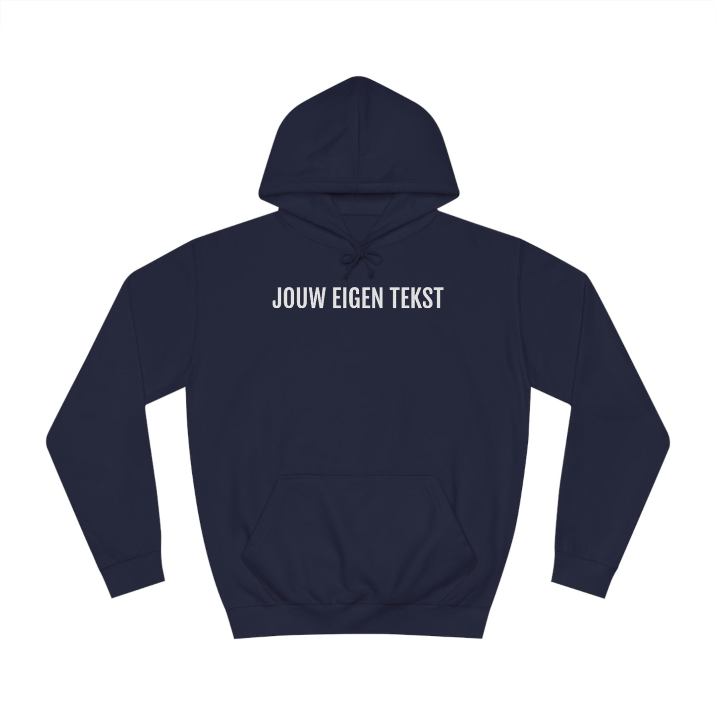 Blauwe hoodie met jouw eigen tekst laten bedrukken