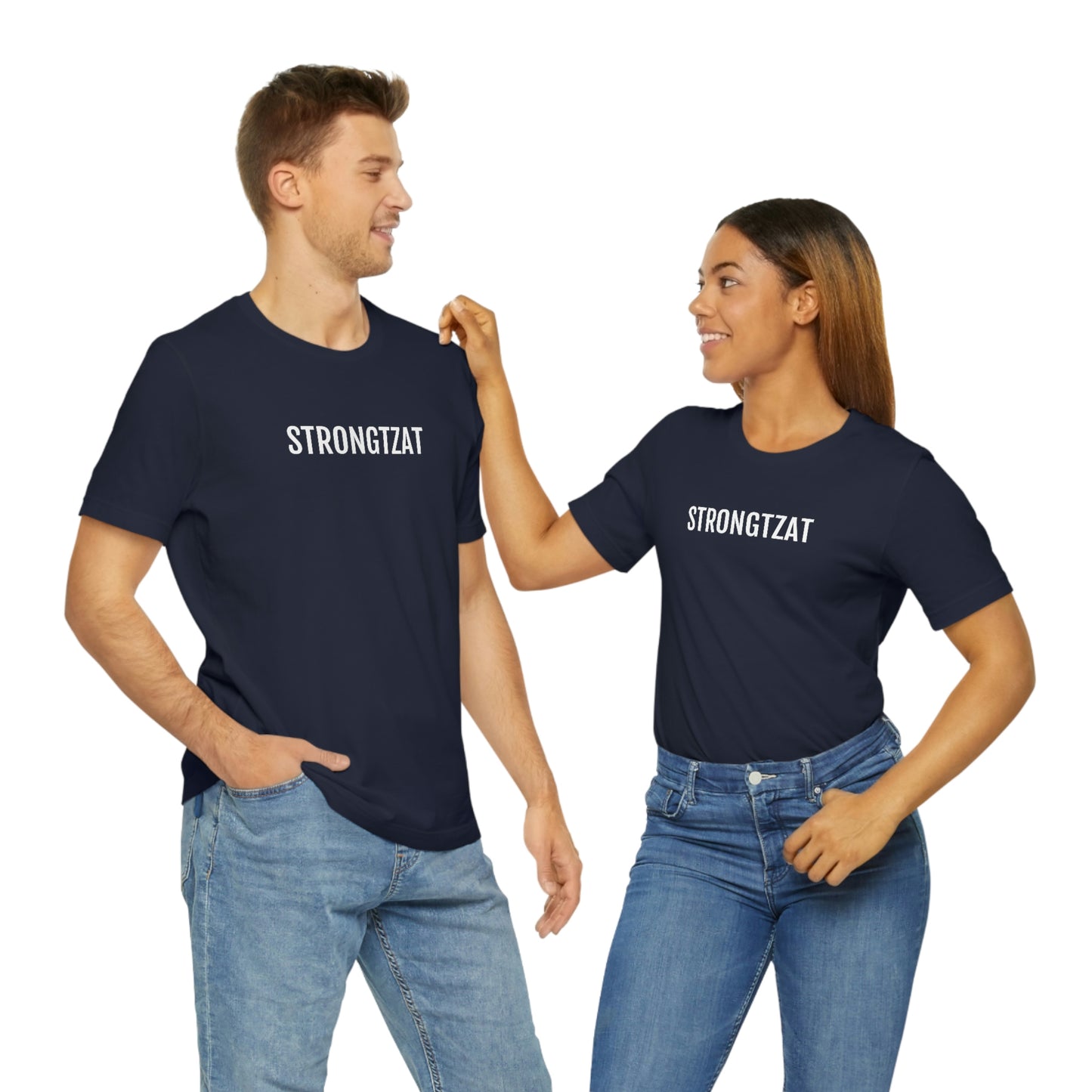 Strongtzat | Unisex T-Shirt uit Oost-Vlaanderen - koppel met marine blauwe shirts
