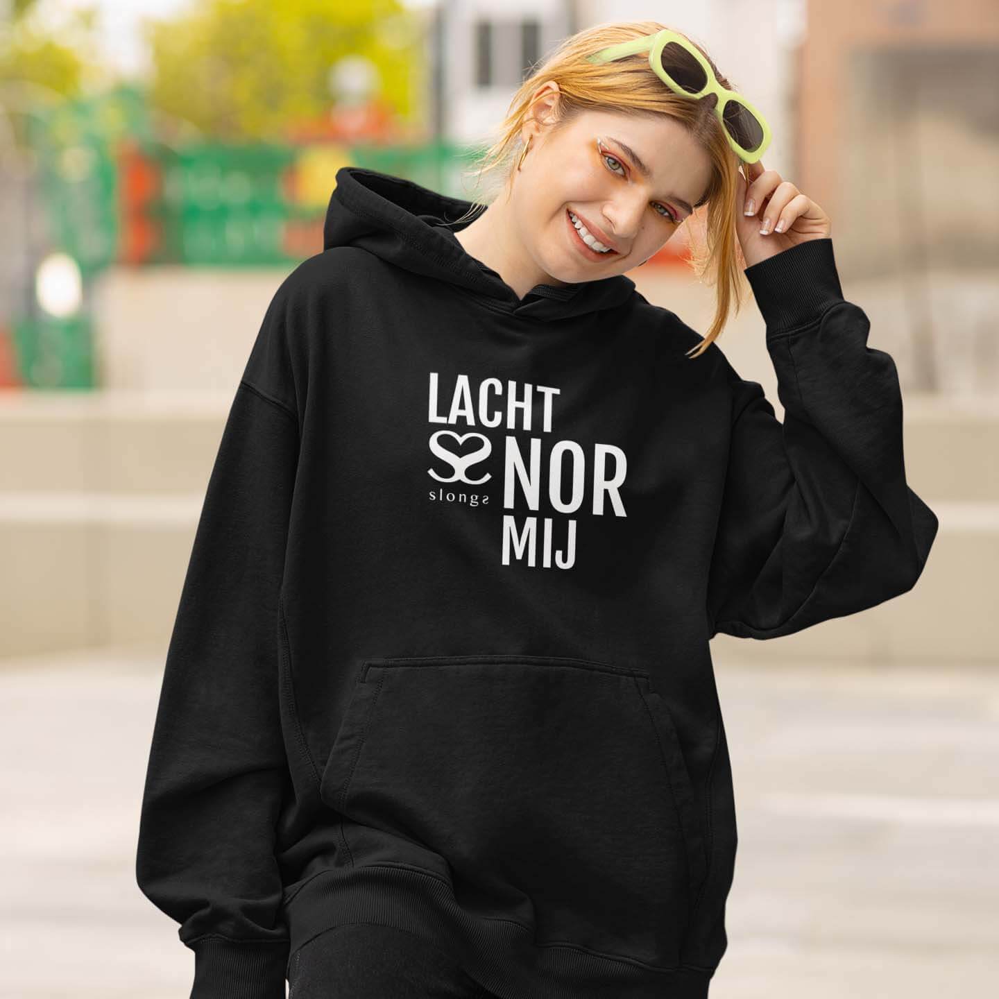 LACHT NOR MIJ | Unieke Antwerp unisex Slongs Hoodie