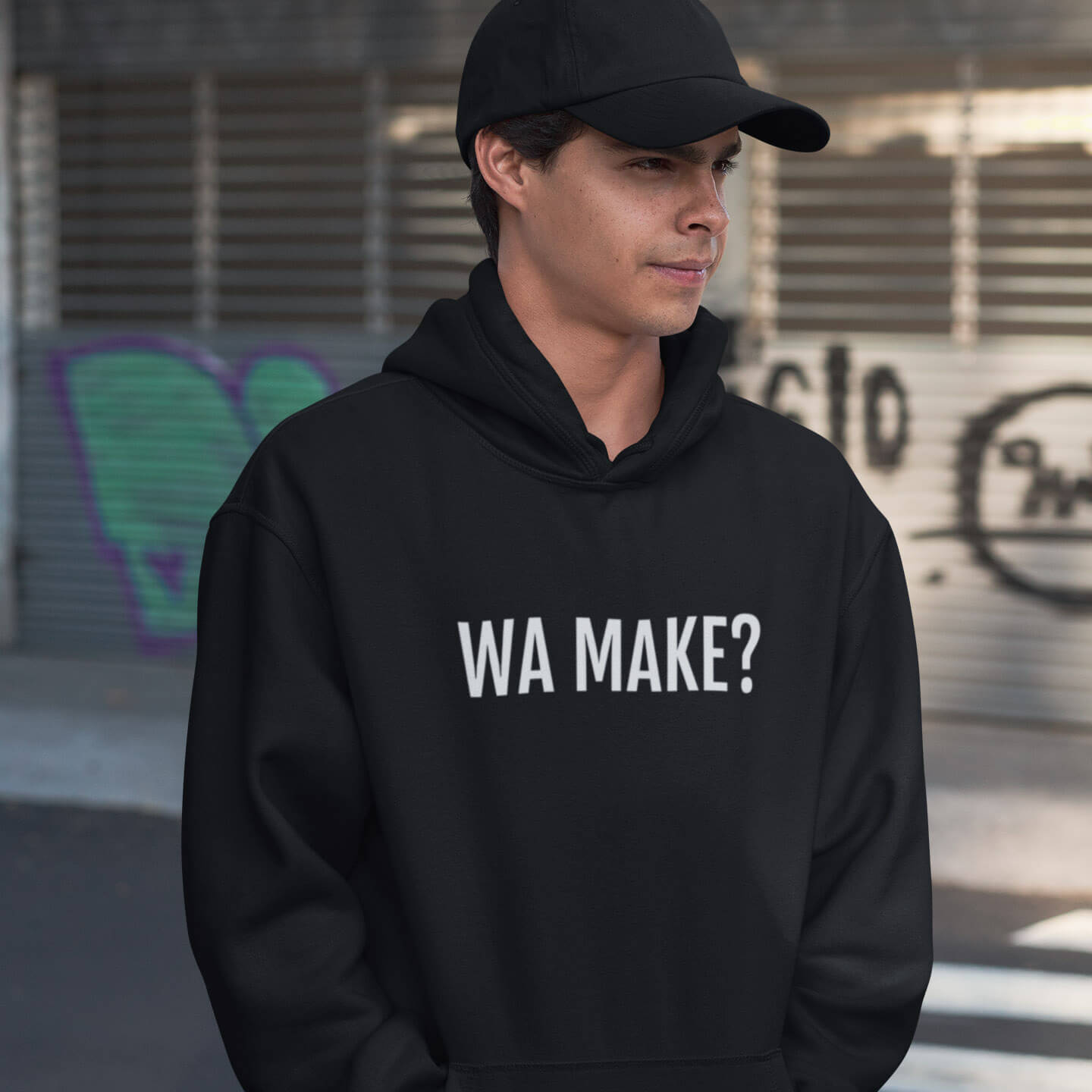 Tiener met Wa make hoodie in het Genkse cité dialect