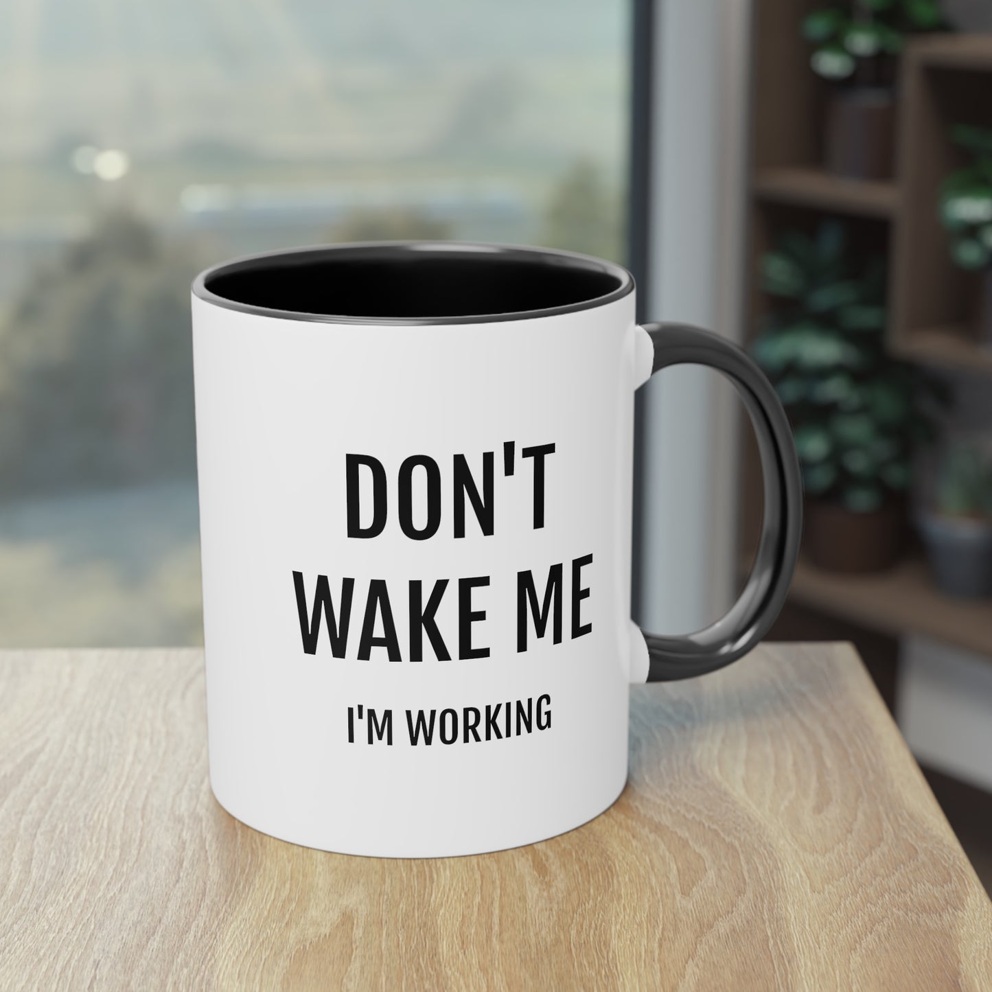 DON'T WAKE ME | Tweekleurige keramische mok | 325 ml.
