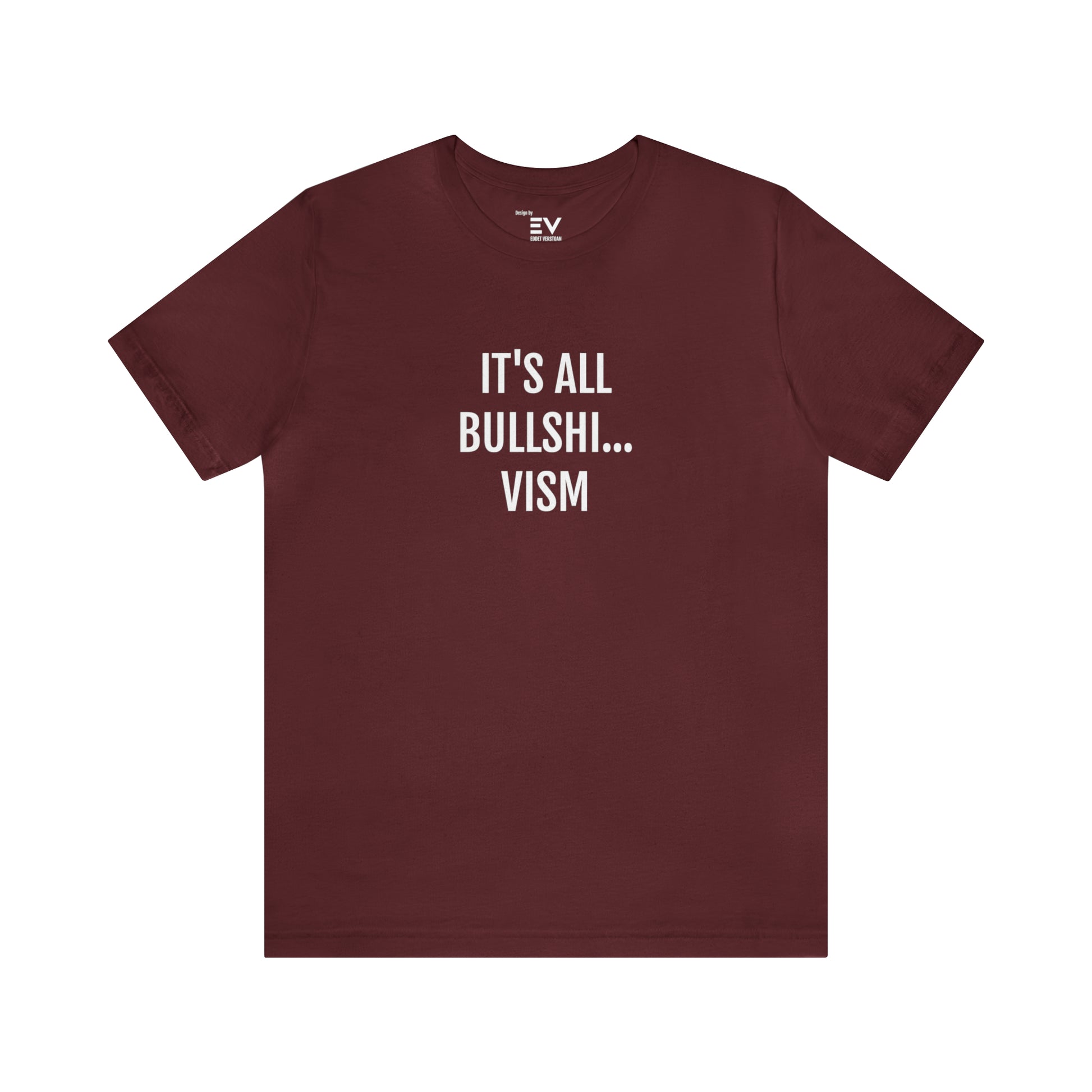 Opvallend T-shirt in Maroon Rood met Humoristische Twist