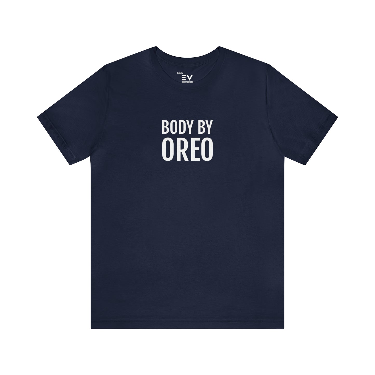 Marine Blauw Unisex T-shirt met BODY BY OREO Print