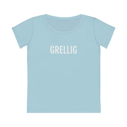 Stanley&Stella lichtblauwe shirt voor dames met Grellig opschrift