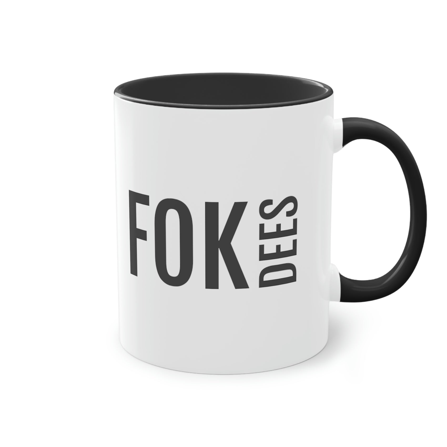 FOK DEES | Tweekleurige keramische dialect mok met tekst | 325 ml.