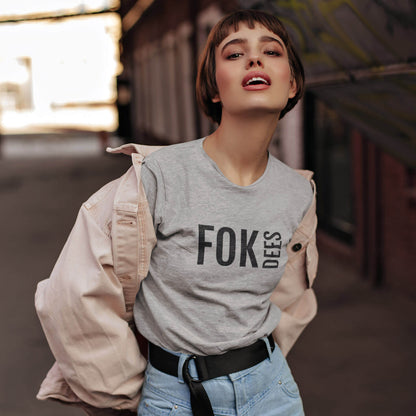 Leuke variant voor de dames van onze Antwerp T-Shirt met FOK DEES opschrift